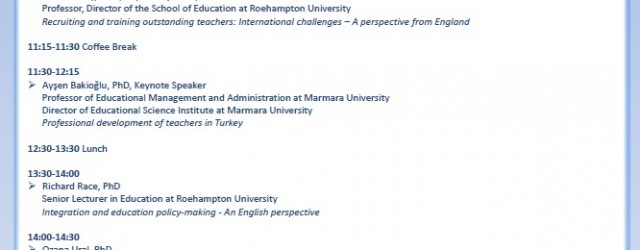 Marmara University & Roehampton University: Sharing the Experience in Contemporary Issues in Education